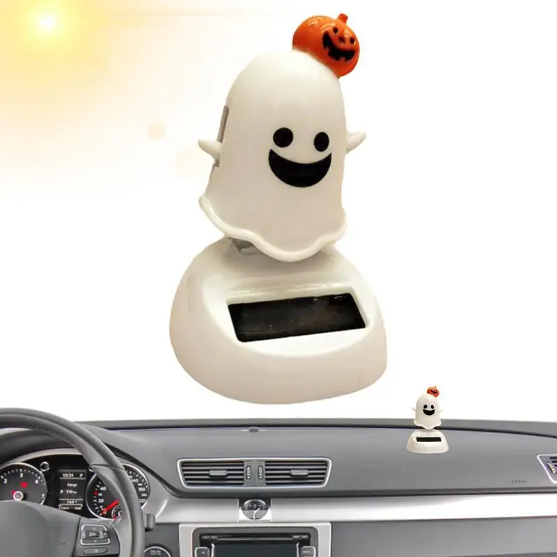 

Solar Bobblehead Doll Car Dashboard Dancing Ghost Decoration Halloween Solar Ornament Shaking Head Ornament for Car Dashboard