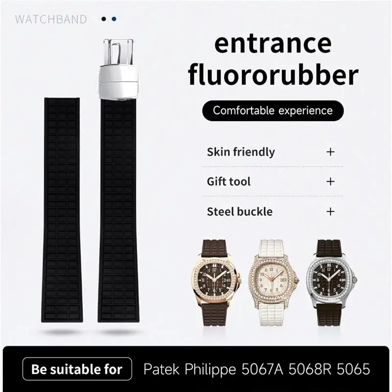 

FKMBD 19mm Soft Fluororubber FKM Rubber Watch Band Accessories Fit For Patek Strap For Philippe Aquanaut 5067A-001 Belt Bracelet