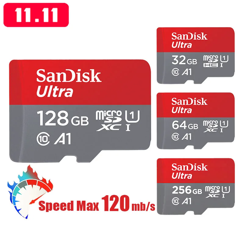 

SanDisk Original Micro SD 16GB 32GB SDHC 64GB 128GB 256GB SDXC TF Flash Memory Card C10 Cards Microsd For Drone Cameras Phone