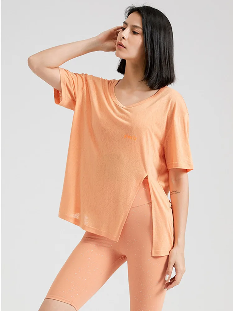 

Short Sleeves Modern Dance Yoga Lyrical Costume Tops Belly Performance Classical Solid Color Contemporary Latin Running T-shirt