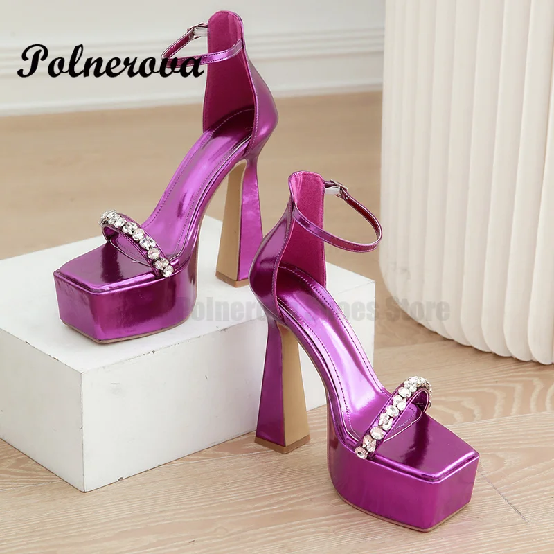 Sexy Rhinester Chunky Heel Platform Sandals for Women Buckle 15Cm Sky High Sandals Female Model Catwalk Bag Heel Heels Shoes
Sexy Rhinester Chunky Heel Platform Sandals for Women Buckle 15Cm Sky High Sandals Female Model Catwalk Bag Heel Heels Shoes