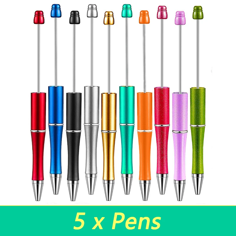 

5Pcs DIY Plastic Beadable Ballpoint Pen Party Favors Gift for Kids Wedding Gifts for Guests Baby Shower Birthday Gift for Guest