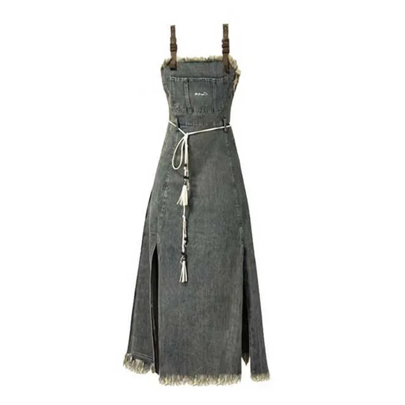 Women Korean Fashion Retro Denim Dress Female Summer New Design Sense Raw Edge Waist Slim Mid Length Strap Skirt A-line Skirt
Women Korean Fashion Retro Denim Dress Female Summer New Design Sense Raw Edge Waist Slim Mid Length Strap Skirt A-line Skirt