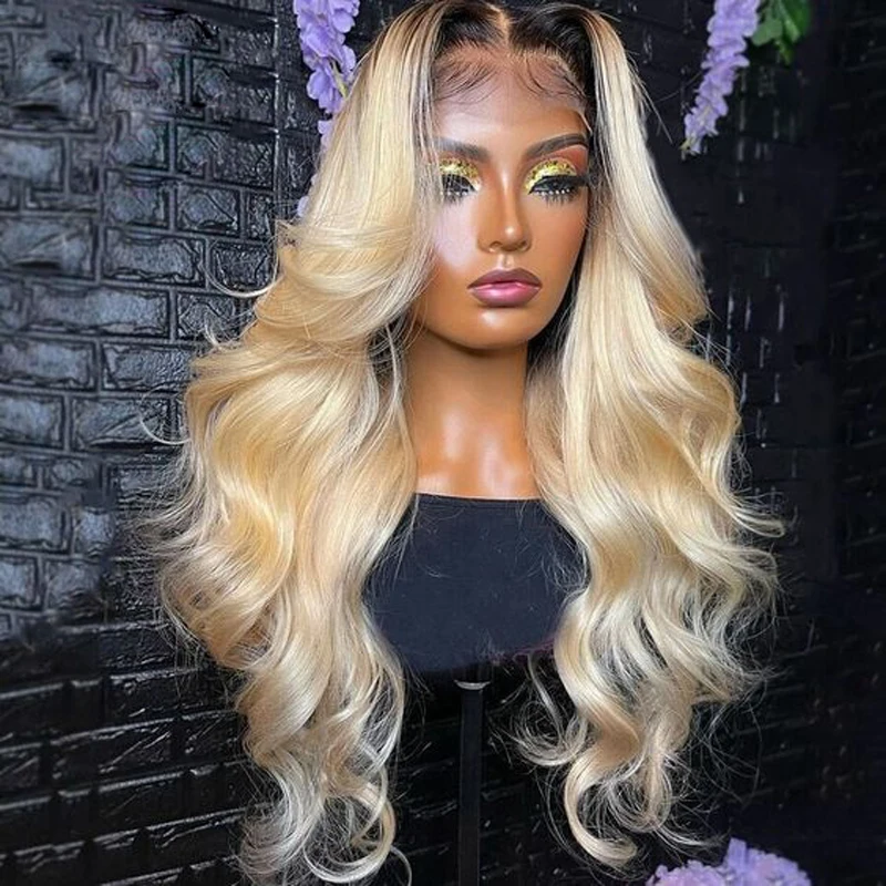 

Ombre Blonde Soft 26“Long Body Wave 180Density Lace Front Wig For Black Women Babyhair Preplucked Heat Resistant Glueless Daily