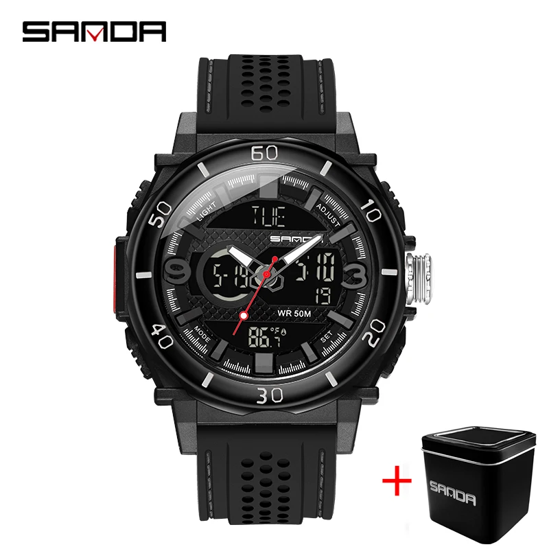 SANDA Brand Temperature Display Sports Electronic Watch 50M Waterproof Analog Quartz Watch Swimming Military Men's Wristwatch
SANDA Brand Temperature Display Sports Electronic Watch 50M Waterproof Analog Quartz Watch Swimming Military Men's Wristwatch