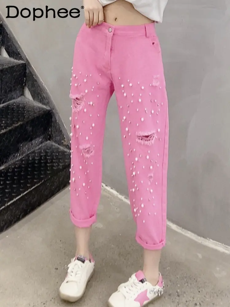 Extra Large-Size Jeans Pants 2023 Summer New Baggy Harem Trousers Women Fat Sister All-Match Ripped Beaded Casual Pants Female
Extra Large-Size Jeans Pants 2023 Summer New Baggy Harem Trousers Women Fat Sister All-Match Ripped Beaded Casual Pants Female