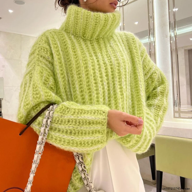 High Neck Crochet Knitted Pullover Women Thicken Solid Oversized Jumper 2023 Autumn Winter Warm Korean Female Elegant Sweaters
High Neck Crochet Knitted Pullover Women Thicken Solid Oversized Jumper 2023 Autumn Winter Warm Korean Female Elegant Sweaters