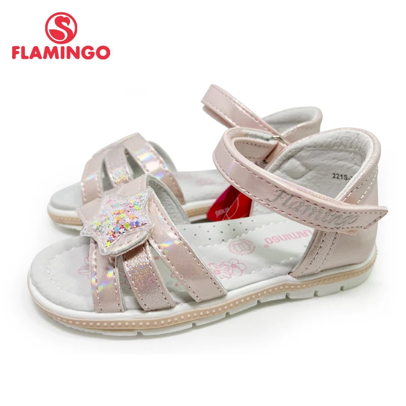 

FLAMINGO Summer Kinder Sandalen Hook& Loop Flat Arched Design Chlid Casual Princess Shoes Size 26-31 For Girls 221S-Z6-2766