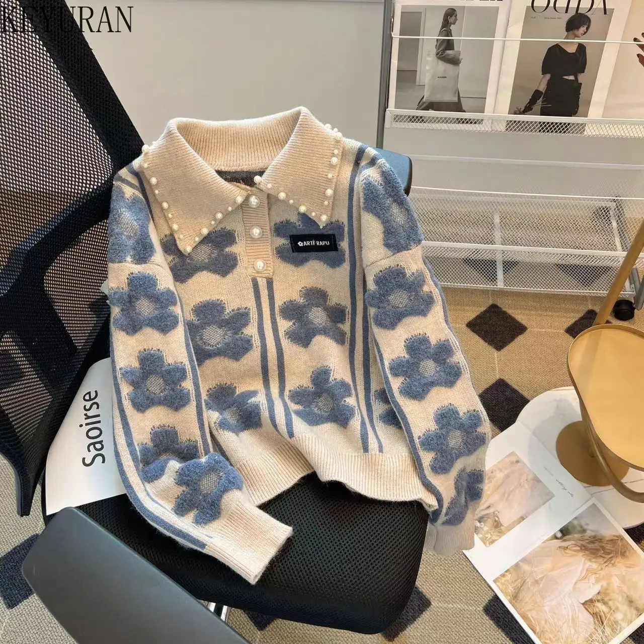 Женский трикотажный свитер с жемчужинами, пуловер контрастных цветов с воротником «Питер Пэн», винтажный джемпер для осени и зимы
Женский трикотажный свитер с жемчужинами, пуловер контрастных цветов с воротником «Питер Пэн», винтажный джемпер для осени и зимы