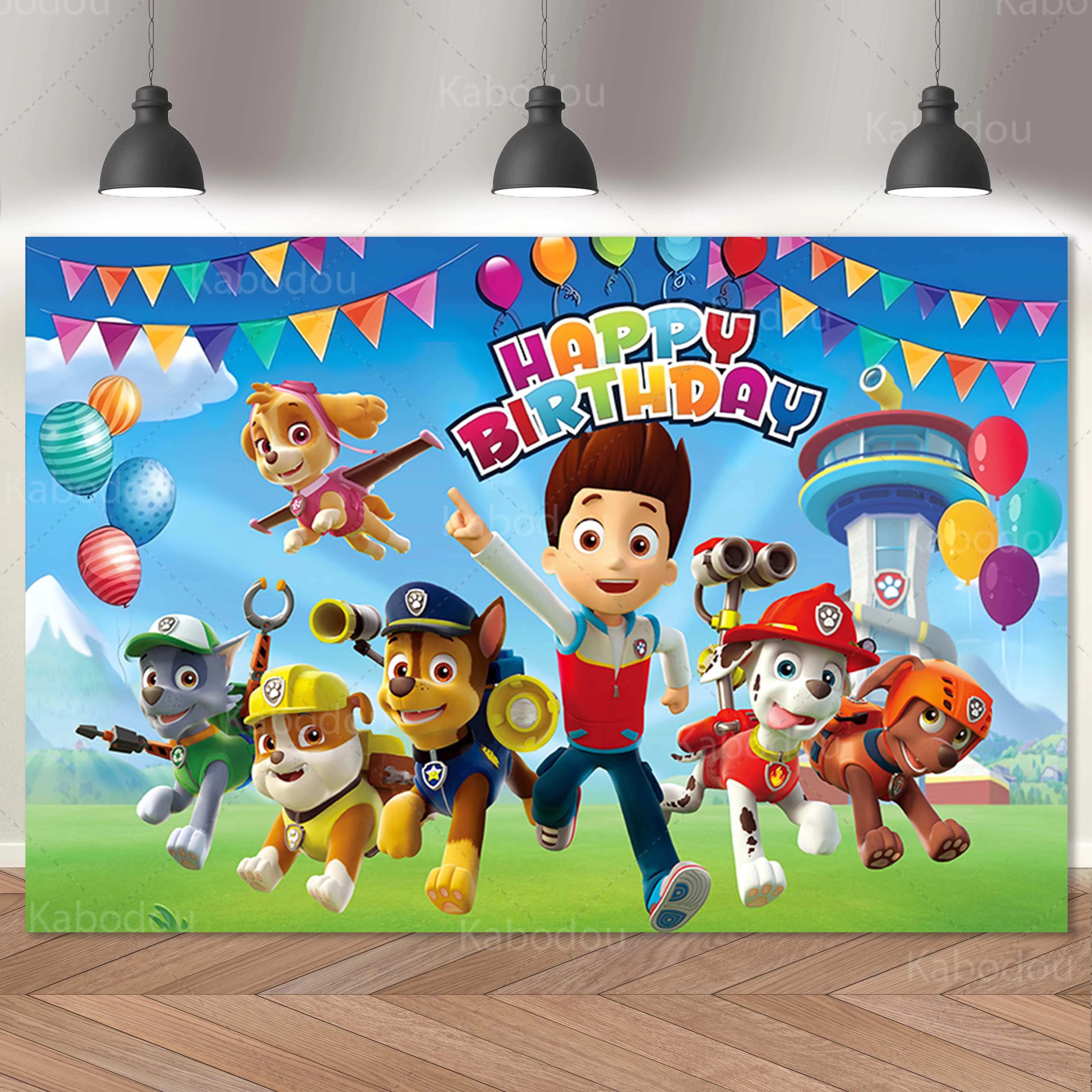 

Paw Patrols Backdrop Boys Birthday Party Decoration Cartoon Photography Background Banner Poster Baby Shower Studio Prop