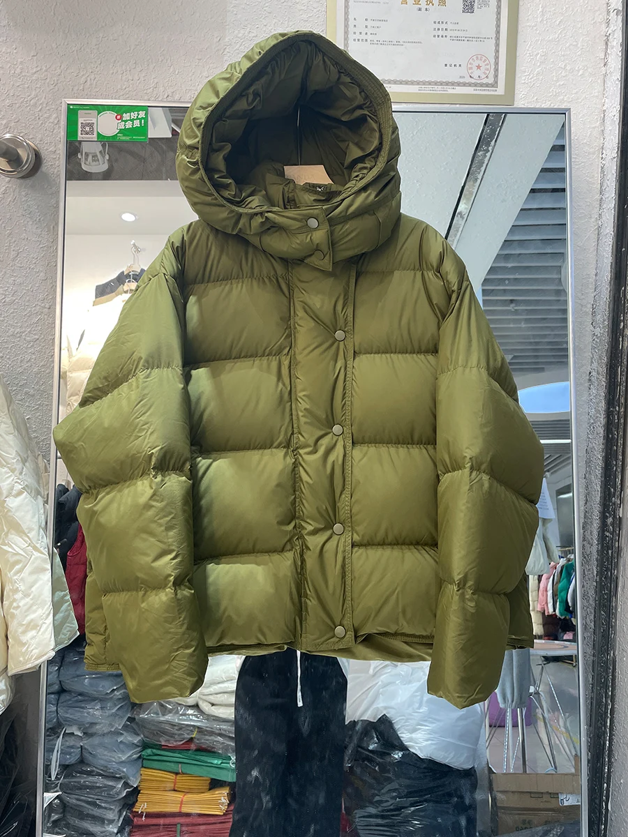Winter Hooded down Jacket Women's White Duck down Bread Coat Thick Warm Jacket Loose
Winter Hooded down Jacket Women's White Duck down Bread Coat Thick Warm Jacket Loose