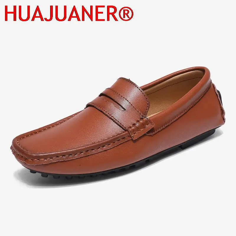 

Upscale Loafers Genuine Leather Mens Luxury Shoes New Business Flats Causal Moccasins Slip on Driving Shoes for Men Plus Size 48