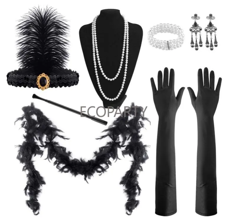 1920s flapper dress accessories Retro Party props GATSBY CHARLESTON headband pearl necklace white feather band for wedding
1920s flapper dress accessories Retro Party props GATSBY CHARLESTON headband pearl necklace white feather band for wedding