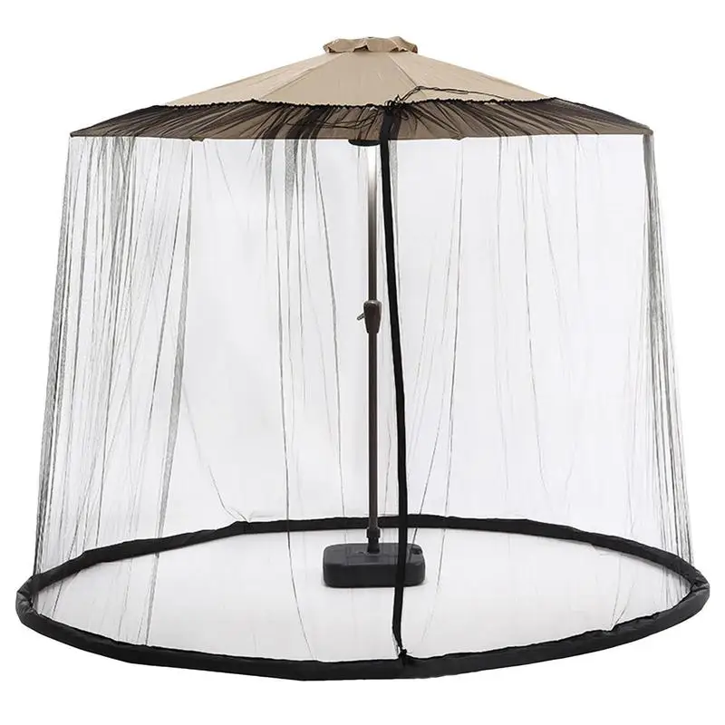

Patio Umbrella Net Adjustable Polyester Bugs Netting Round Patio Umbrella Accessory For Outdoor Market Double Zipper Door