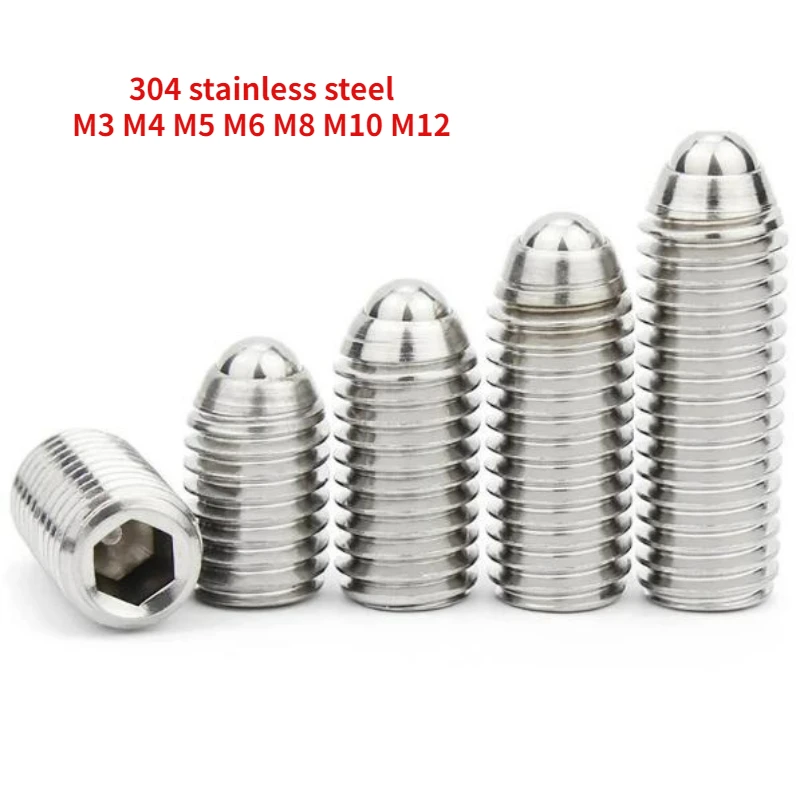 

304 Stainless Steel Inner Hexagonal Machine Meter Screw Wave Ball Positioning Steel Ball Spring Plunger M3 M4 M5 M6 M8 M10 M12