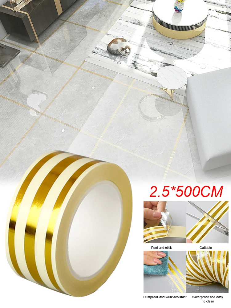 5m Home Decoration Tile Gap Tape Self-Adhesive Flooring Wall Seam Sealant Gap Filler Tape Waterproof Sealing Tile Sticker Gold
5m Home Decoration Tile Gap Tape Self-Adhesive Flooring Wall Seam Sealant Gap Filler Tape Waterproof Sealing Tile Sticker Gold