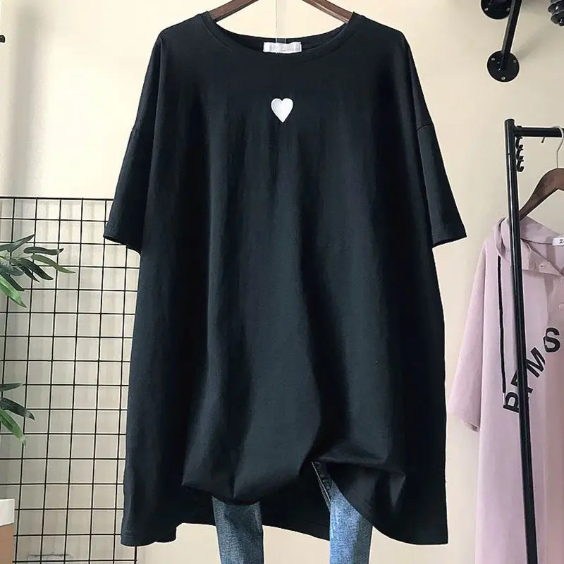 

Women Oversized Tunics Summer Solid Casual Basic Short Sleeve T-shirt Female Top Simple All-match Fashion Pullovers