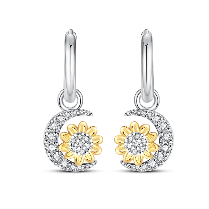 

S925 Silver Earrings with Unique Design Yellow Sunflower Earrings Clip Sweet Sunshine Earrings
