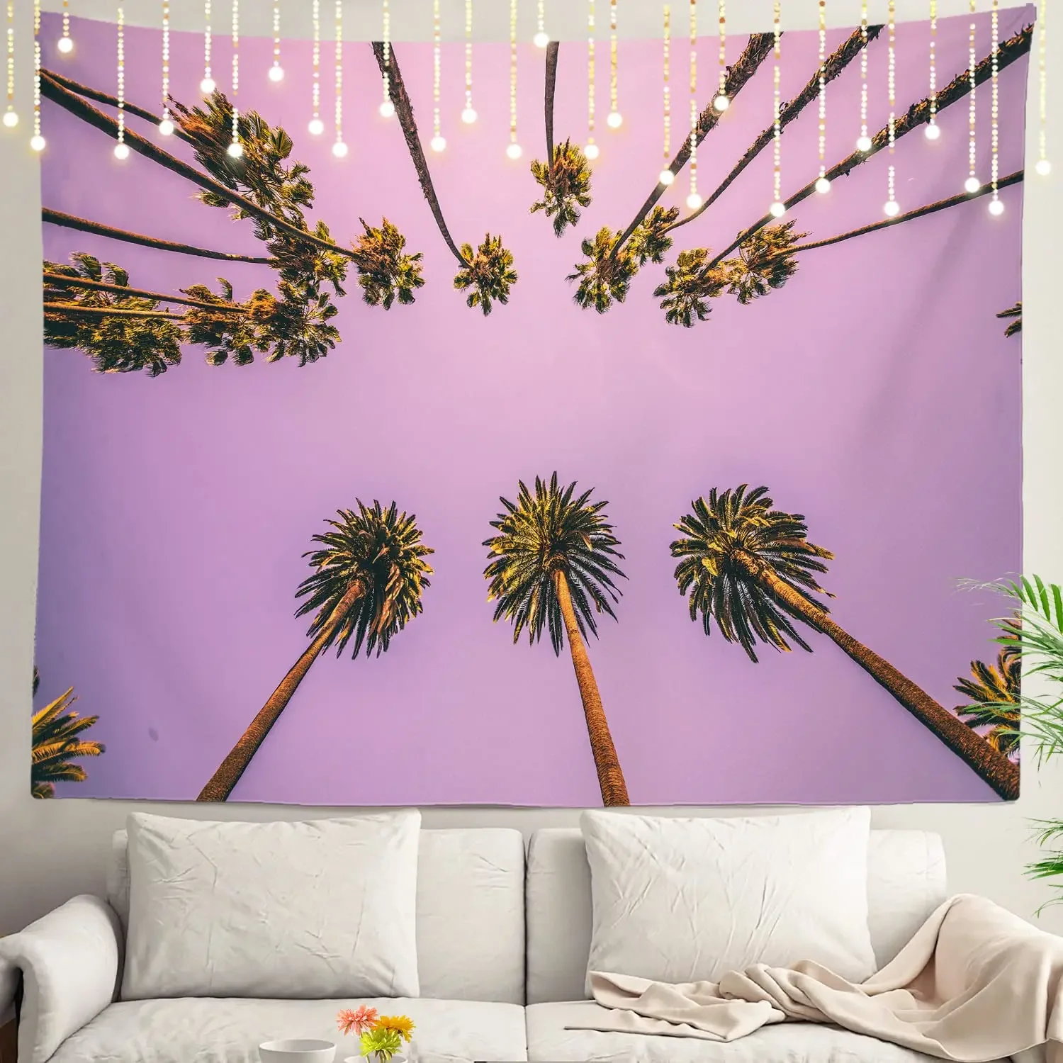 

Palm Trees Tapestry,Los Angeles California Beach At Sunset Wall Hanging Tapestry Psychedelic Decoration Bedroom Living Room Dorm