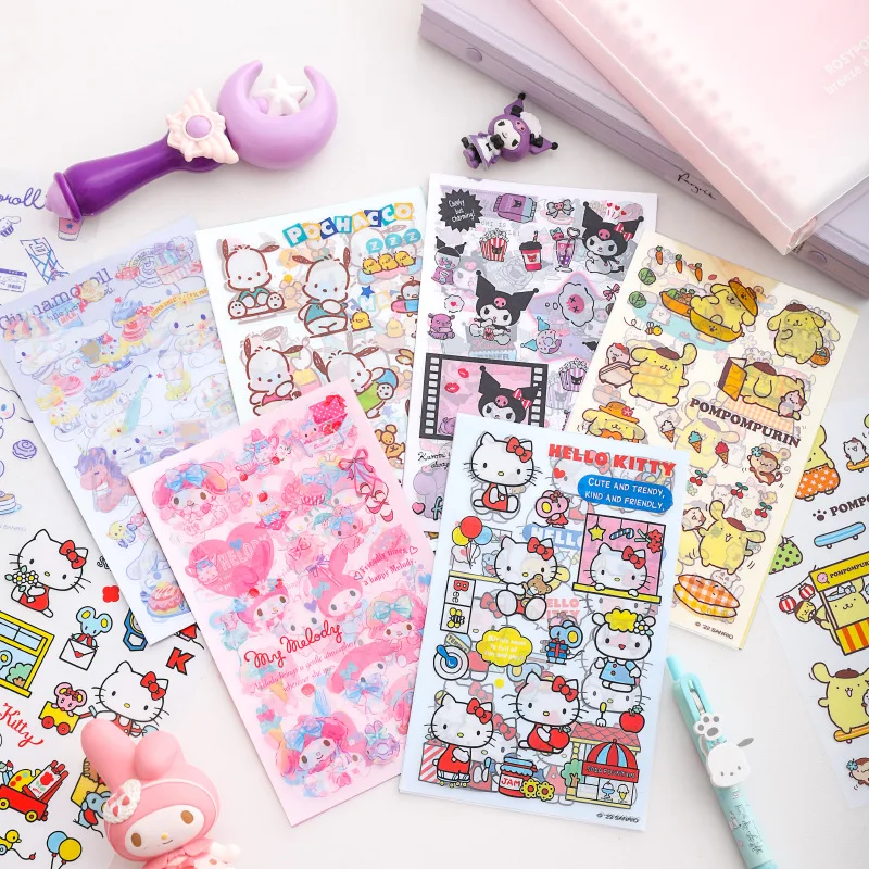 

24 pack/lot Sanrio Cinnamoroll Pochacco Kuromi PET Stickers Cute Scrapbooking DIY Diary Decorative Sticker Album Stick Label