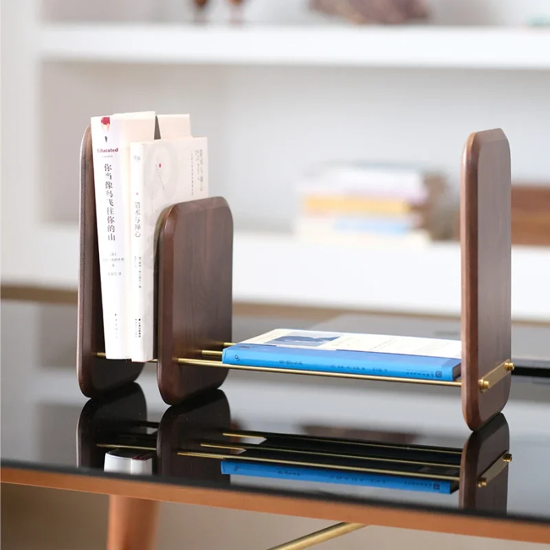 

Black Walnut Wood Book Stand Creative File Shelf Desktop Storage Pen Holder Office Organizer Shelf Exquisite Desk Ornament