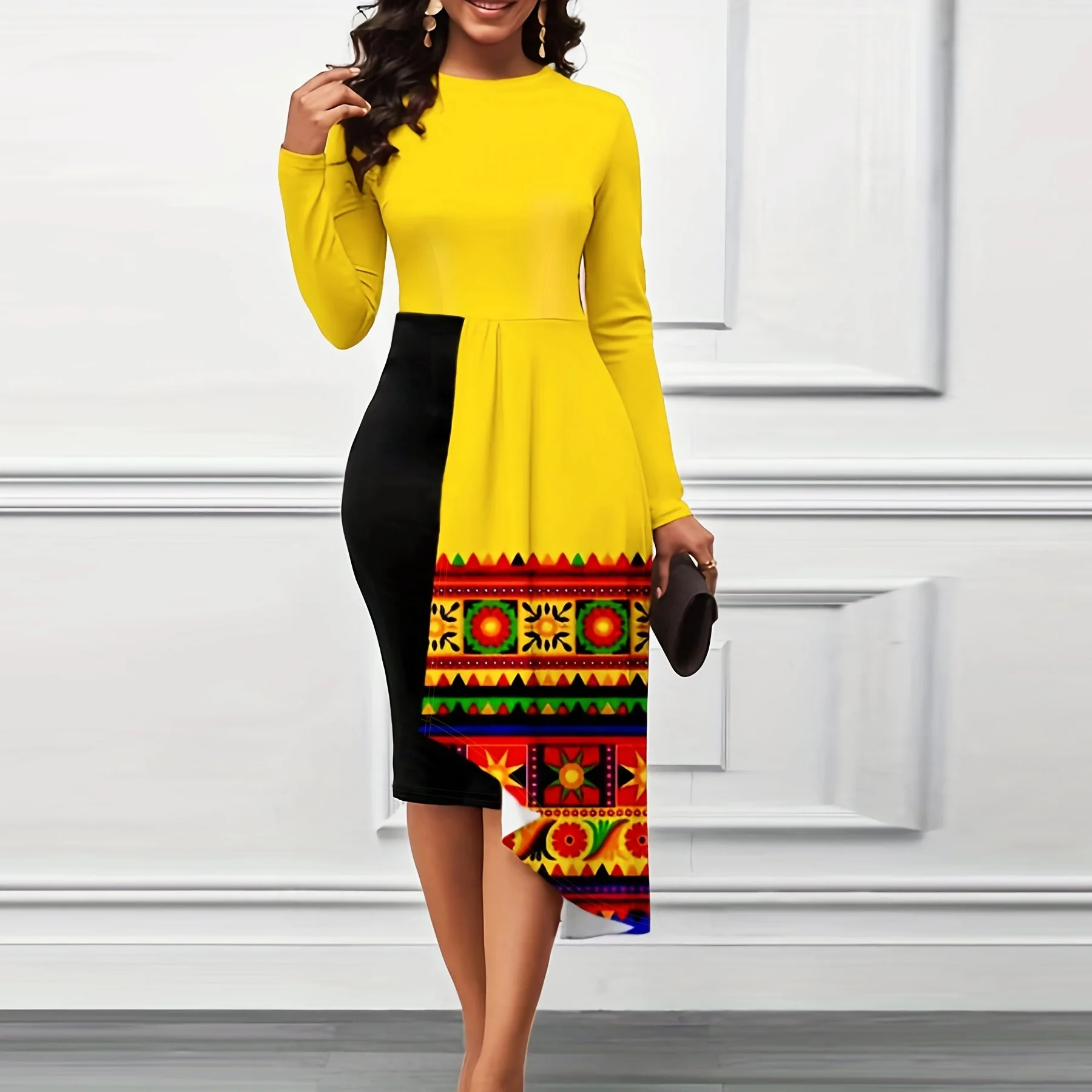 Spring Autumn African Printed Mid Dress Women Elegant Ruffle Hem Asymmetrical Party Club Wedding Cocktail Business Dresses
Spring Autumn African Printed Mid Dress Women Elegant Ruffle Hem Asymmetrical Party Club Wedding Cocktail Business Dresses