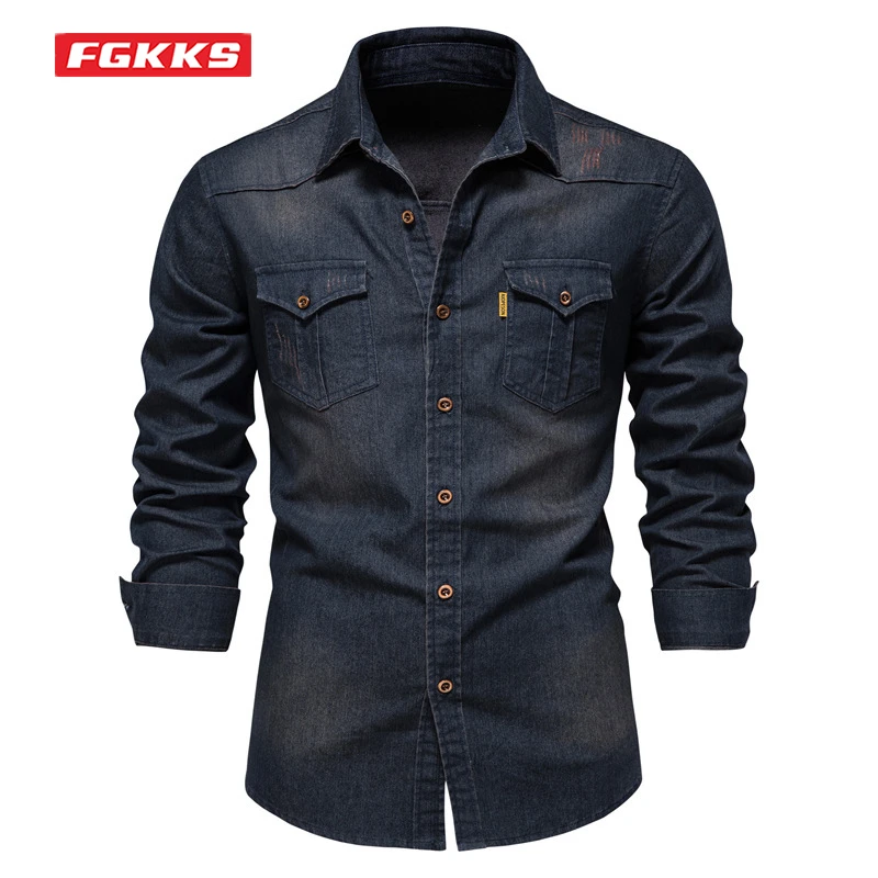 FGKKS 2022 New Men's Denim Free Iron Shirts High Quality Design Men's Long Sleeve Shirts Casual Solid Color Shirts for Men
FGKKS 2022 New Men's Denim Free Iron Shirts High Quality Design Men's Long Sleeve Shirts Casual Solid Color Shirts for Men