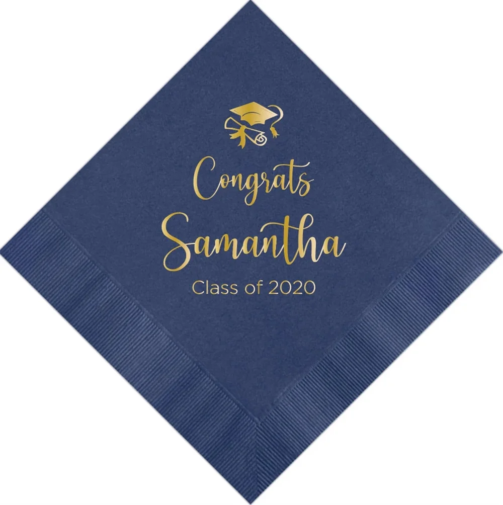 

50pcs Personalized Napkins Graduation Ceremony Party Printed Custom Napkins Cocktail Beverage Luncheon Dinner Guest Towels Sizes