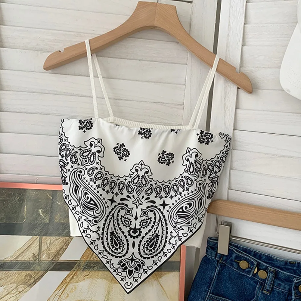 Sexy Top Women Satin Tie Back Elastic Vintage Ethnic Printing Spaghetti Straps Camisole Tube Crop Top Tees T Shirt Female
Sexy Top Women Satin Tie Back Elastic Vintage Ethnic Printing Spaghetti Straps Camisole Tube Crop Top Tees T Shirt Female