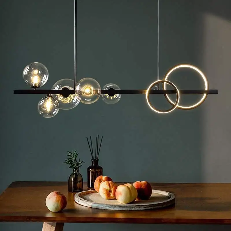 

SANDYHA Modern Chandelier Nordic Glass Globe Pendant Lights Magic Bean G9 Living Room Dining Table Kitchen Decoration Led Lamps