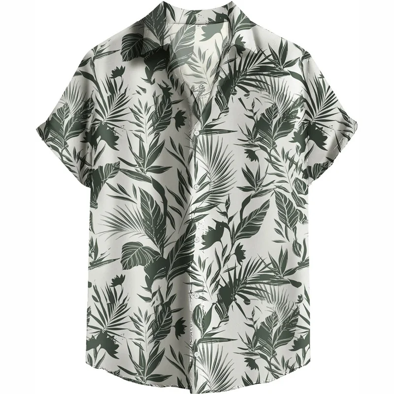 

Hawaiian Shirt For Men 3d Print Tropical Plant Palm Tree Short Sleeves Beach Summer Casual Button Down Blouse Street Clothes