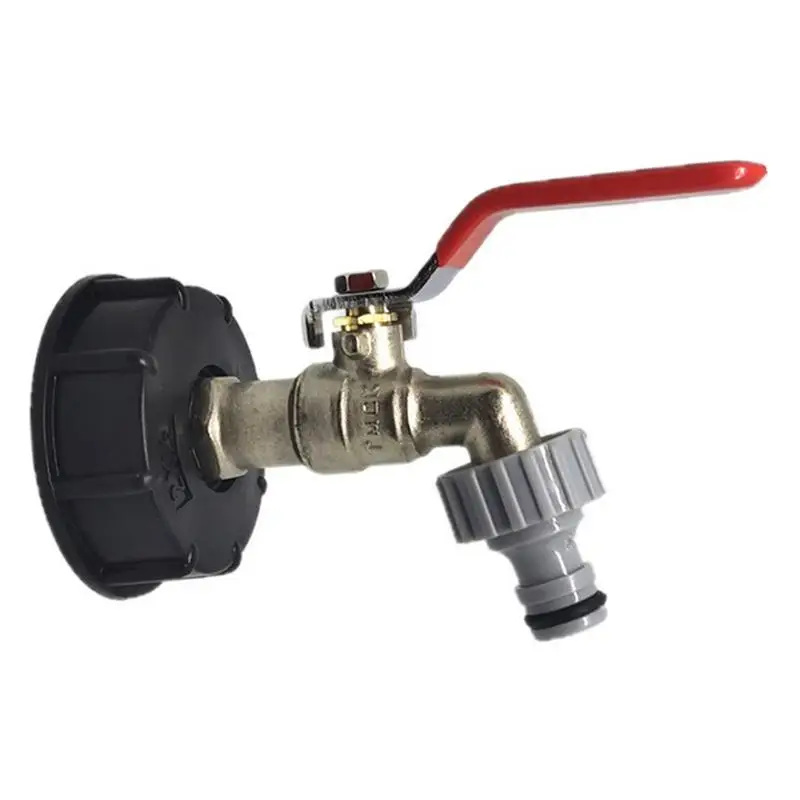 

S60 IBC Tote Adapter Ton Barrel Faucet Connecter Garden Hose Water Tank Valve Faucet Coarse Thread Shut Off with Ball Valve