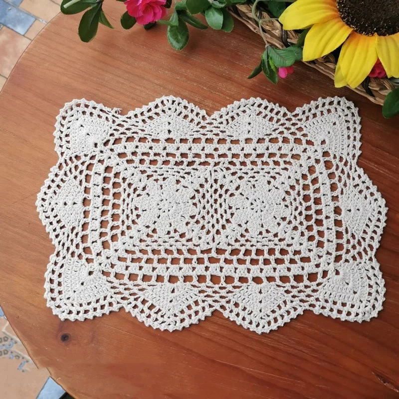 

Luxury cotton placemat coaster handmade Christmas flower Crochet table place mat cloth wedding Table decoration and accessories