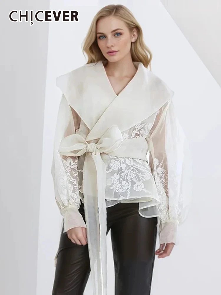 CHICEVER Embroidery Hit Color Blouses For Women V Neck Long Sleeve Patchwork Lace Up Oversize Folds Spring Blouse Female 2024
CHICEVER Embroidery Hit Color Blouses For Women V Neck Long Sleeve Patchwork Lace Up Oversize Folds Spring Blouse Female 2024