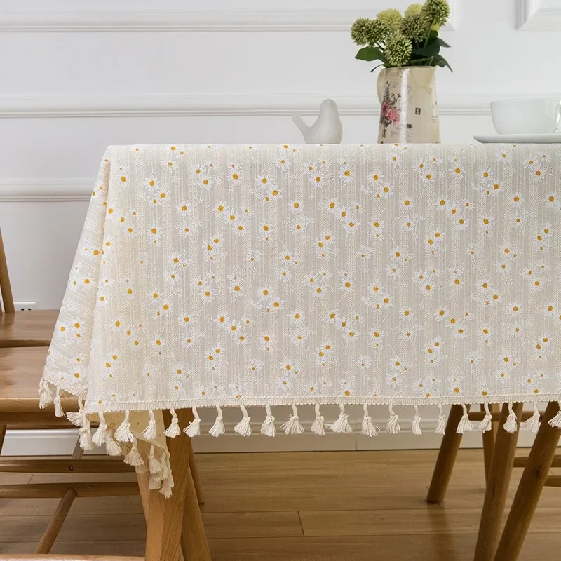 Daisy Tassel Tablecloth Retro Flowers Cotton Linen Rectangle Table Cover Kitchen Candlelight Restaurant Wedding Party Decoration
Daisy Tassel Tablecloth Retro Flowers Cotton Linen Rectangle Table Cover Kitchen Candlelight Restaurant Wedding Party Decoration