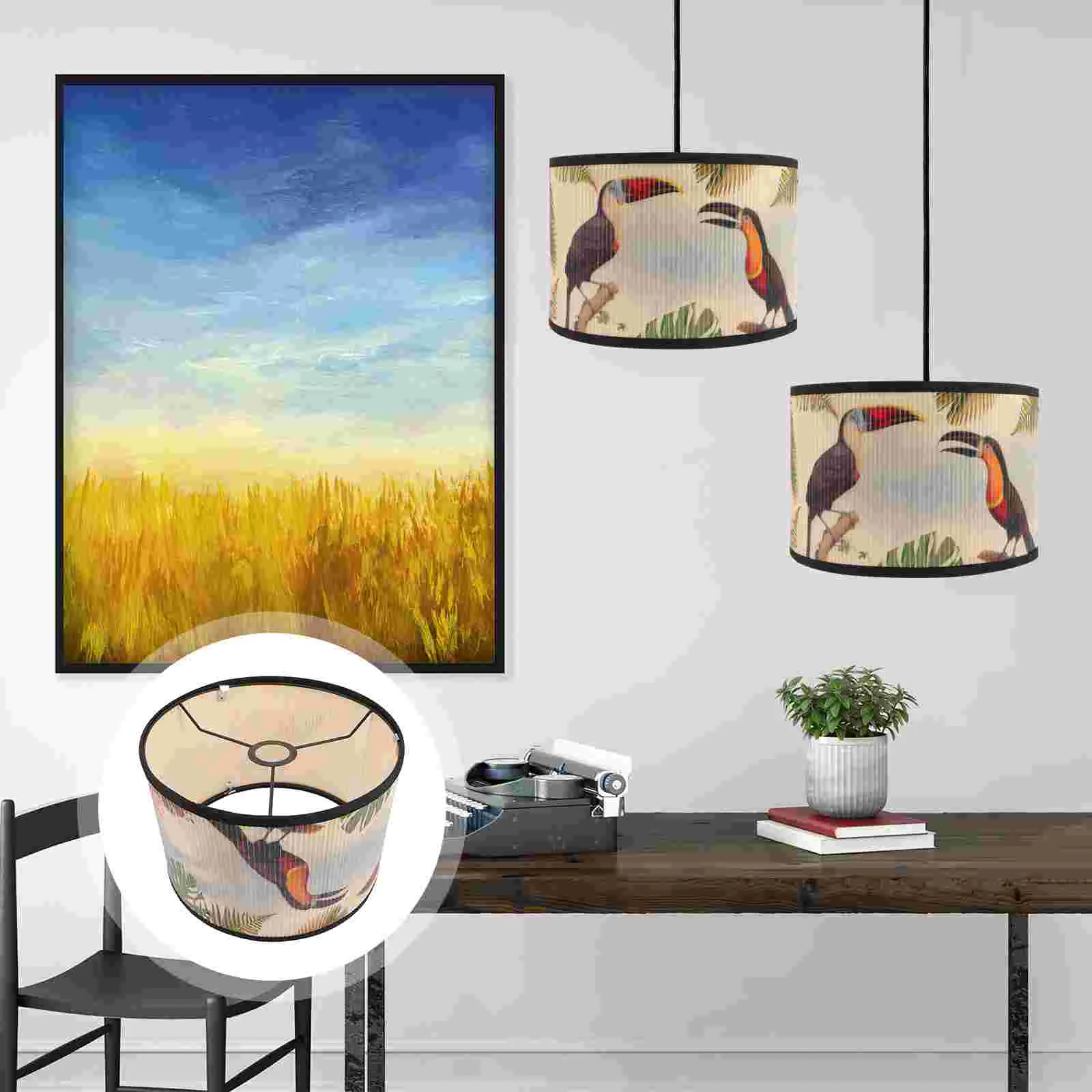 Drum Lamp Shade E27 Vintage Bamboo Lampshade Colorful Flower Bird Printed Chandelier Lamp Cover Pattern Light Shade Accessories
Drum Lamp Shade E27 Vintage Bamboo Lampshade Colorful Flower Bird Printed Chandelier Lamp Cover Pattern Light Shade Accessories