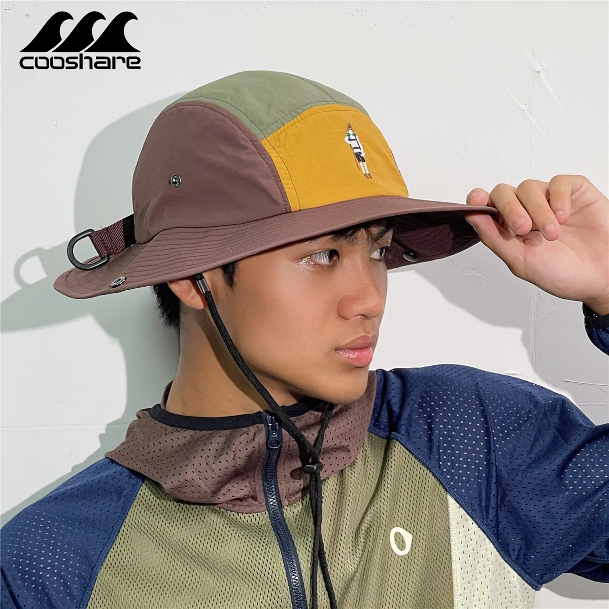 

Quick-dry Fisherman Hat Men Women Cap Retro Colour Blocking Outdoor Mountain System Sun Hats Hike Camping Sunscreen Cowboy Hat