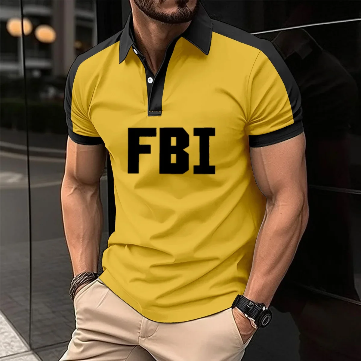 

Высококачественная брендовая рубашка-поло FBI, цветная футболка с контрастными лацканами, модная повседневная Летняя мужская одежда, модная новая рубашка для гольфа, Топ