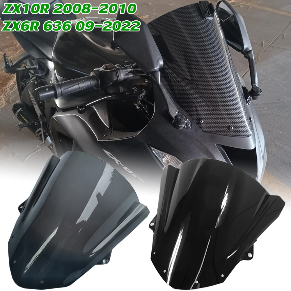 

Motorcycle ZX6R Windshield Sports Windscreen For Kawasaki Ninja ZX-6R 636 ZX636 2009-2022 ZX-10R 2008-2010 ZX 6R Wind Deflectors