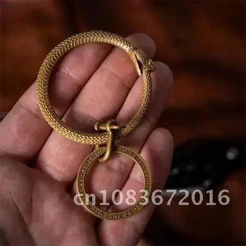 

Snake Brass Retro Key Ring Snake Ouroboros Keychain Snake Bite Ring Copper Snake Pendant Snake Car Hanging Accessory