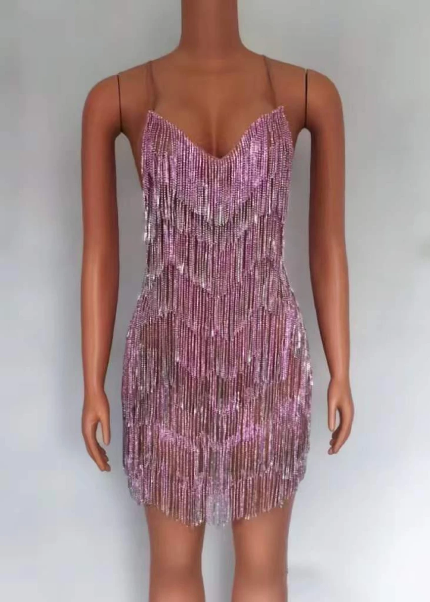 Birthday Mini Fringe Dress Women Sparkly Sleeveless Pink Backless Costume Performance Show Celebrate Outfit
Birthday Mini Fringe Dress Women Sparkly Sleeveless Pink Backless Costume Performance Show Celebrate Outfit