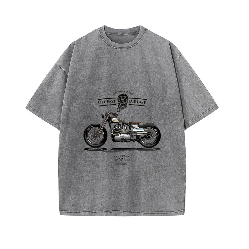 

black Source Men's T-Shirt High Street Cartoon Extreme Motocross Graphics Print Tidal Current Mens Vintage Shirts Creative Tee