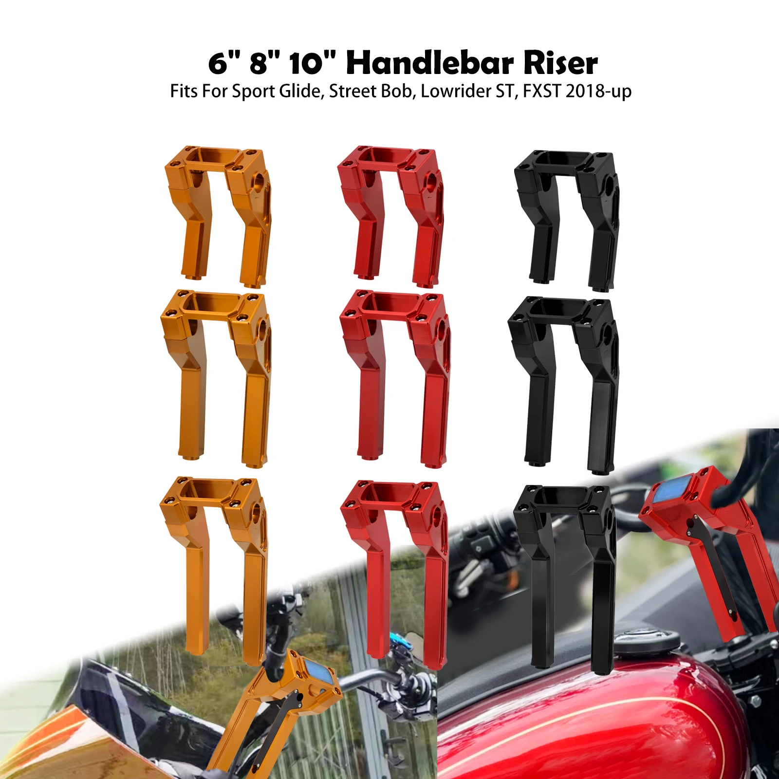 Motorcycle Handlebar Risers 6'' 8'' 10'' Handle Bar Riser Clamp Extension For Harley Softail Street Bob FLSB FXLRST FXST 2018-Up
Motorcycle Handlebar Risers 6'' 8'' 10'' Handle Bar Riser Clamp Extension For Harley Softail Street Bob FLSB FXLRST FXST 2018-Up