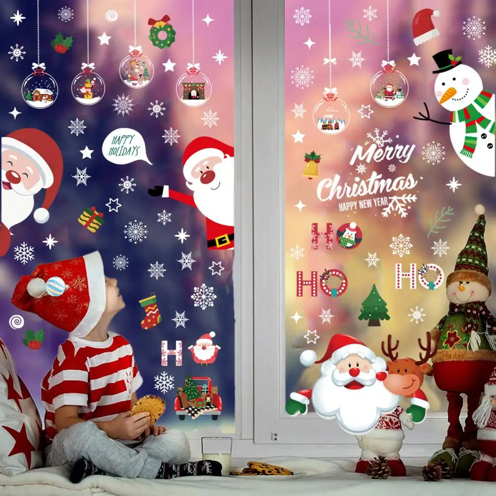 

Easy to Install Christmas Stickers Christmas Window Stickers Festive Santa Claus Elk Snowman Patterns for Easy Installation