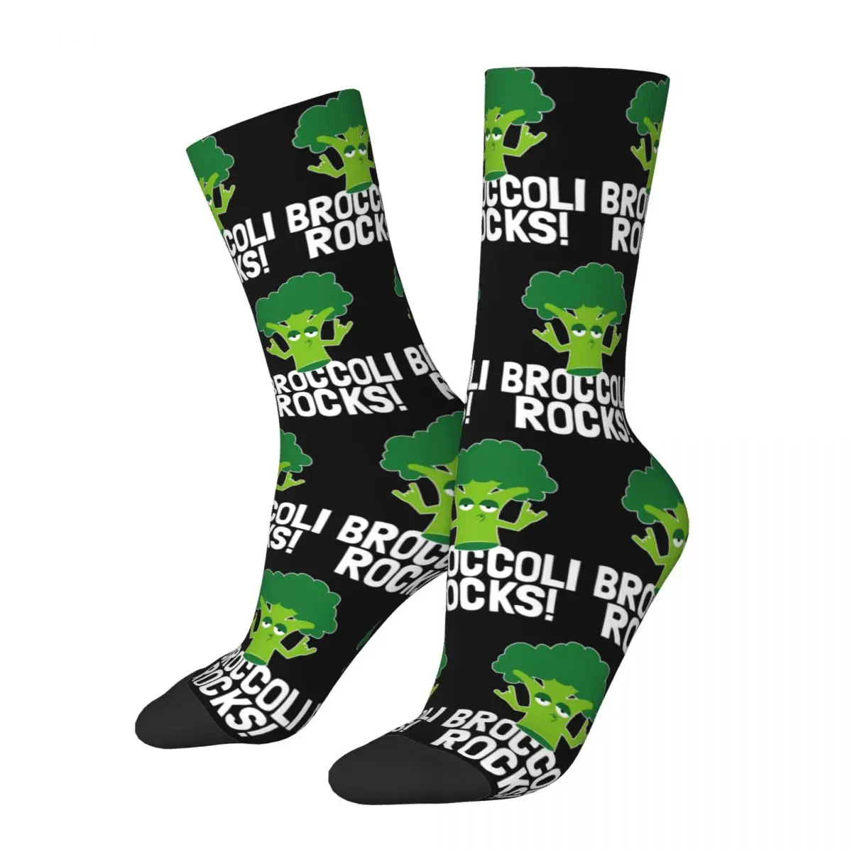 

Funny Vegan Gifts - Broccoli Rocks Socks Harajuku Sweat Absorbing Stockings All Season Long Socks Accessories Birthday Present