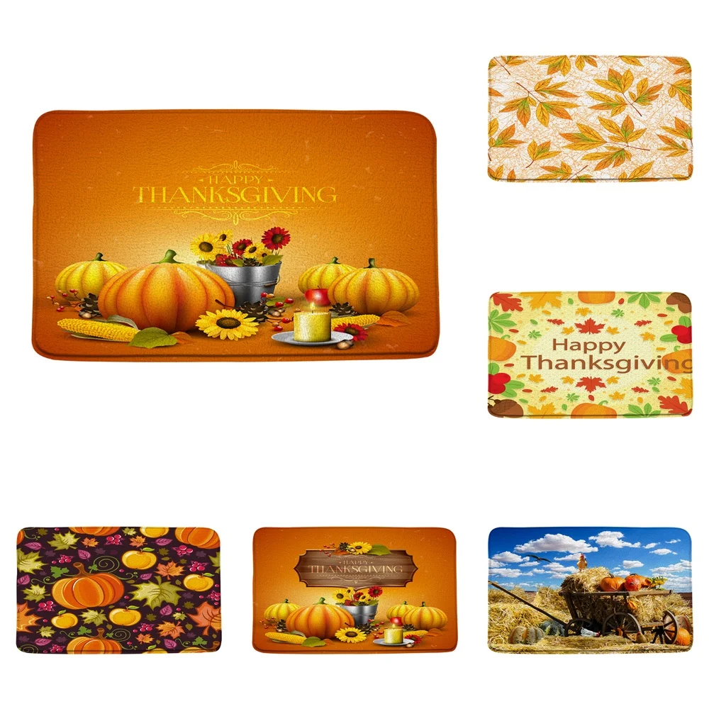 

Fall Sunflower Doormat for Entrance Welcome Rug Autumn Maple Leaves Thanksgiving Day Pumpkin Non-Slip Bath Mat Floor Carpet Home