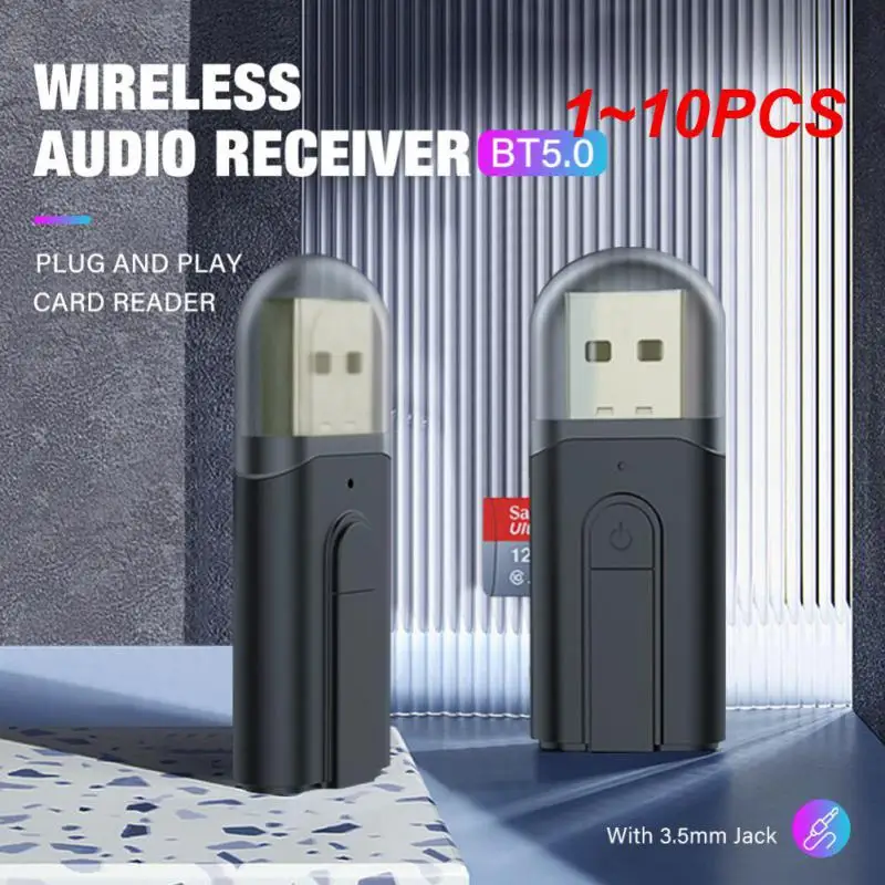 

1~10PCS USB 5.0 Audio Adapter Wireless Receiver Transmitter SD Card Reader 3.5mm Aux Music Dongle For TV Car