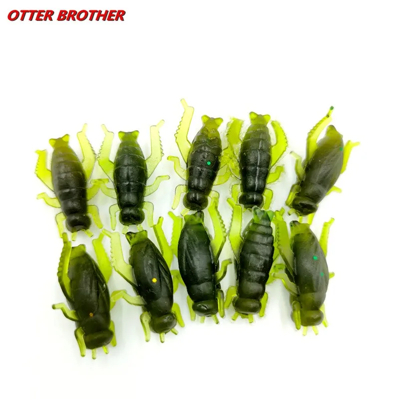 

60pcs Soft Insect Cricket Fishing Bait Artificial Lightweight Grasshopper Lures Pesca Floating Ocean Wobblers Silicone Bait