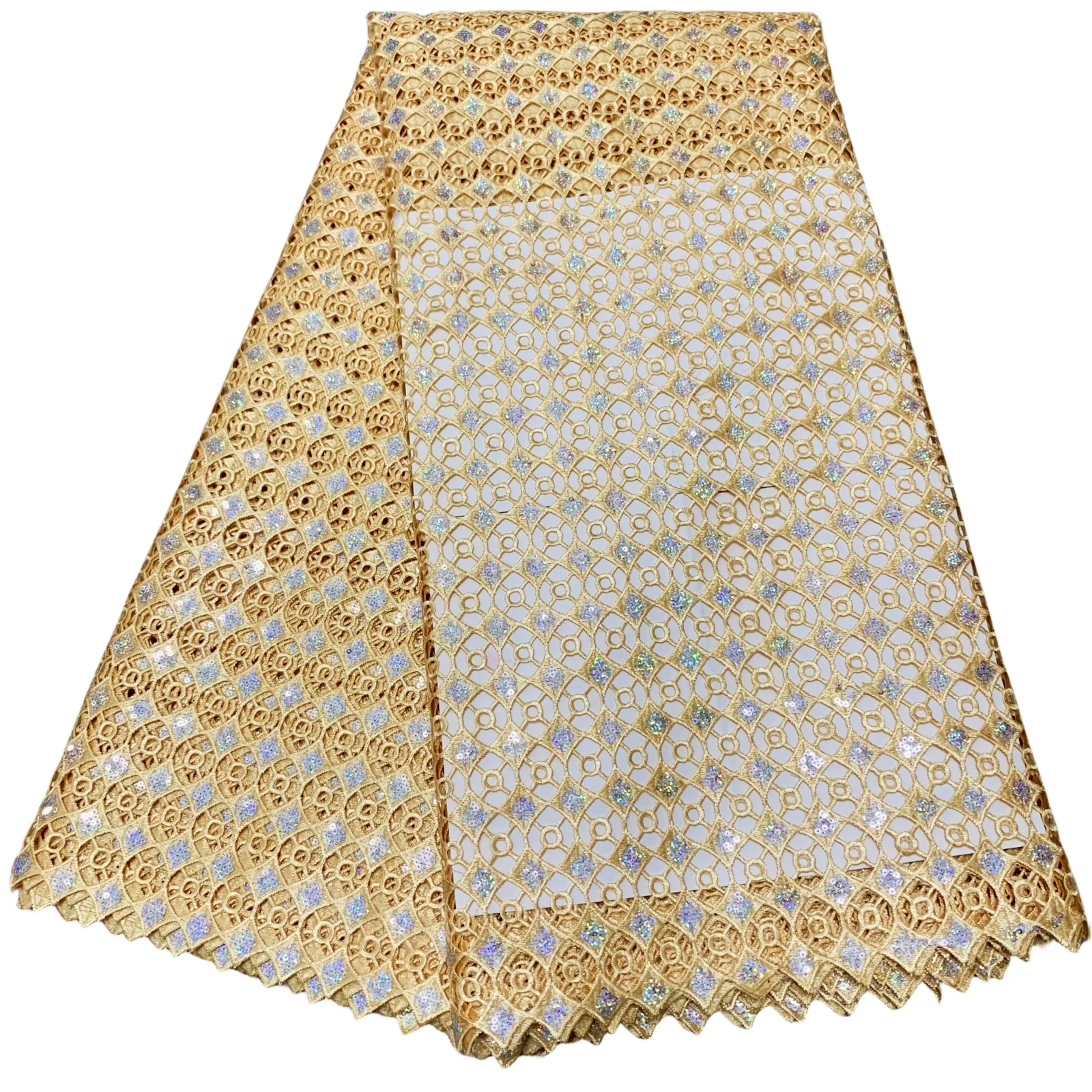 Guipure Cord Lace Fabric with Sequins 2023 High Quality African Guipure Lace Fabric for Luxury Party Dresses Women
Guipure Cord Lace Fabric with Sequins 2023 High Quality African Guipure Lace Fabric for Luxury Party Dresses Women