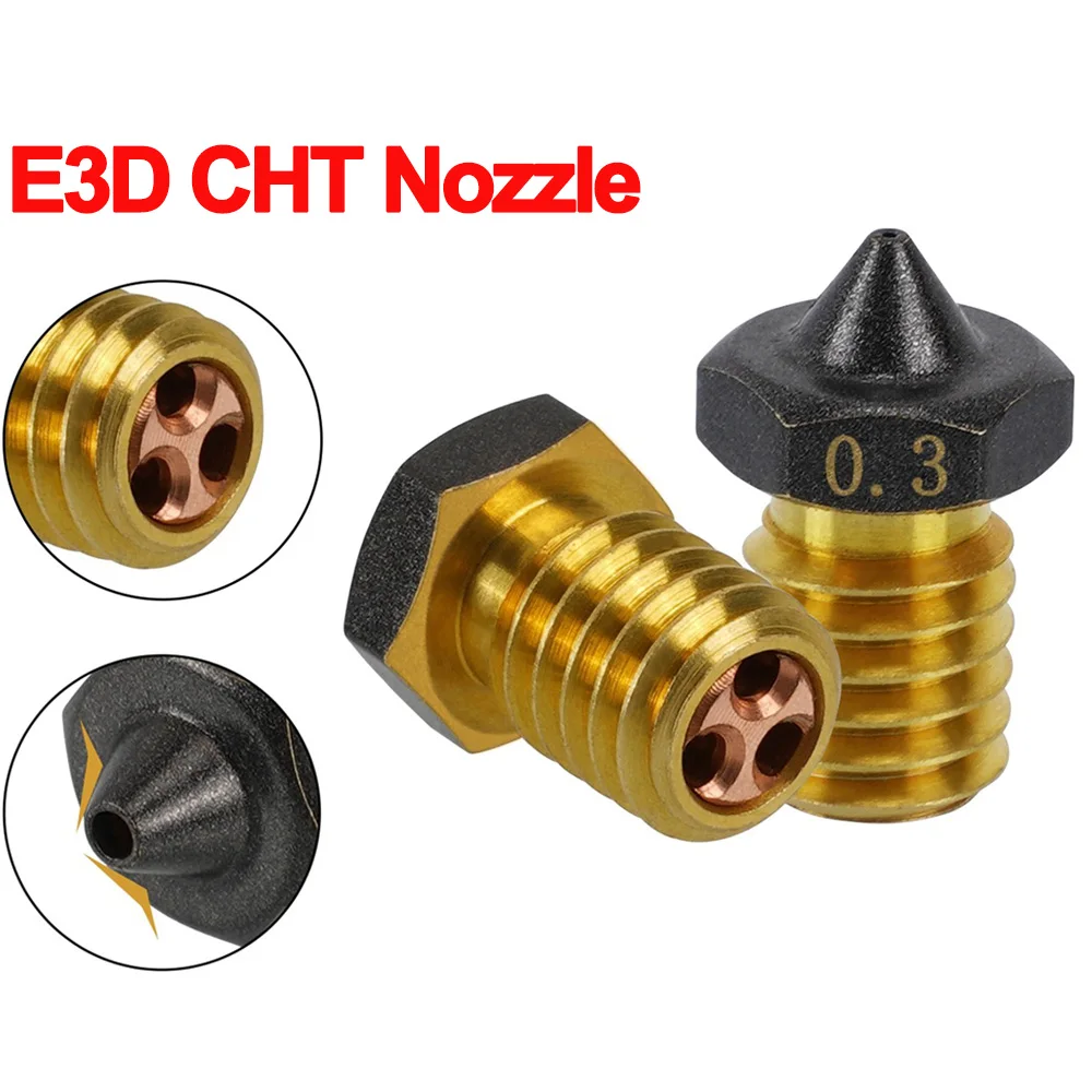 

1/2PCS PTFE Coated CHT Nozzle E3D V6 Brass Non Stick Filament 0.4mm-0.8mm High Speed Flow Nozzles for Speed 3D Printer Parts